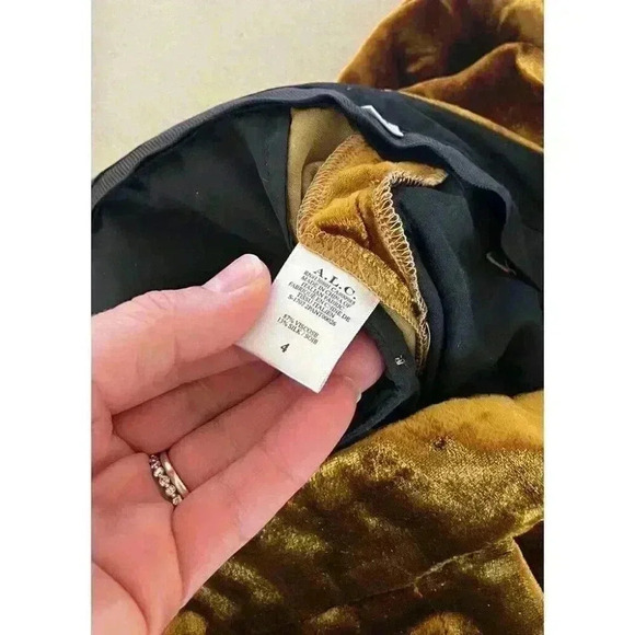 $525 ALC A.l.c. Womens 4 Orange Gold Shiny High Rise Velour Velvet Wide Pants - Picture 7 of 7